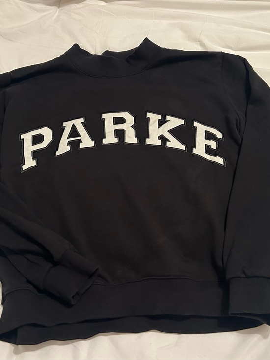 Parker Sweaters - Parker Black Sweatshirt with White Appliqué Letters